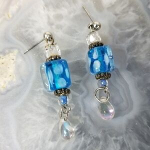 Turquoise Colored glass bead earrings